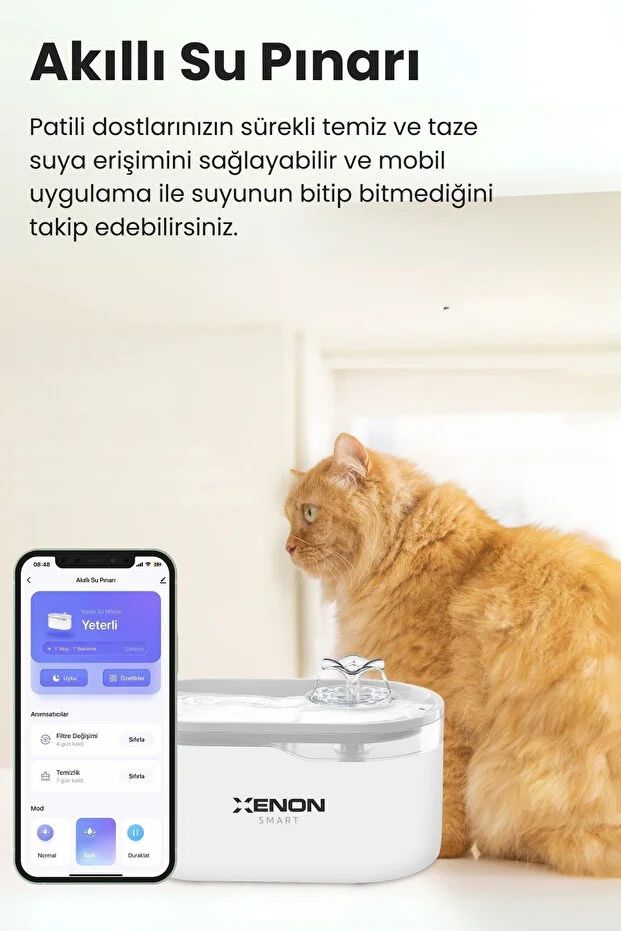 Akıllı Wifi Destekli Kedi Su Pınarı X8650_M1 Beyaz